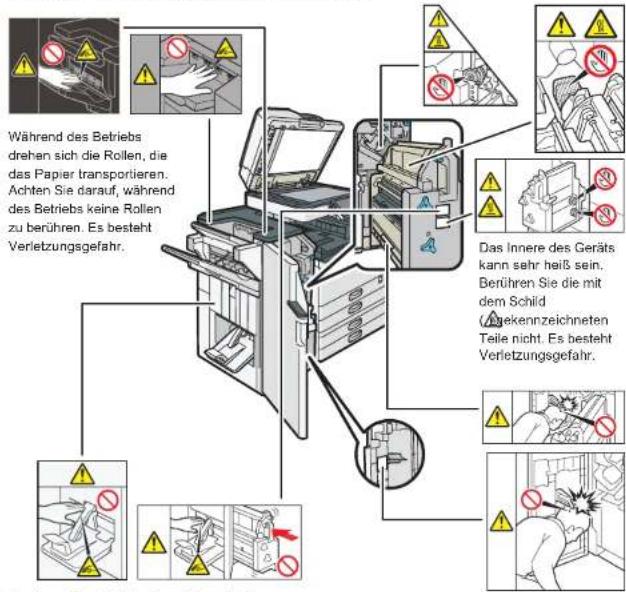 RICOH IM 3500A - Positionen der WARNUNG- und ACHTUNG-Aufkleber - 4