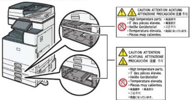 RICOH IM 3500A - Positionen der WARNUNG- und ACHTUNG-Aufkleber - 2