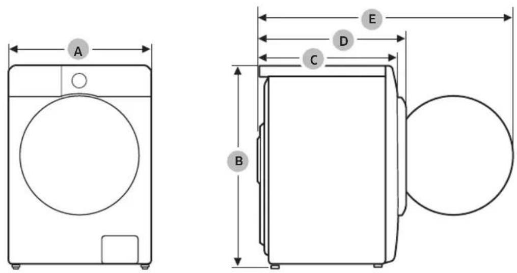 SAMSUNG WW90DG5U34AB - Fiche de caractéristiques techniques - 1