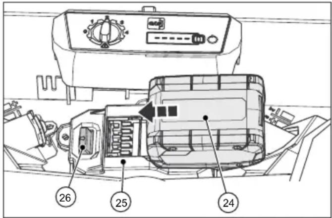 Starmix DuroSweep 77 Pro 18V - Installing the battery - 1