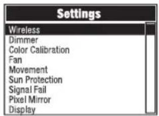 Cameo OTOS L16 - SYSTEM SETTINGS (Settings) - 2