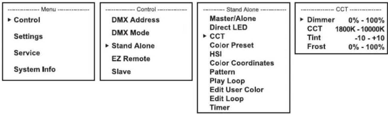 Cameo ZENIT W600 G2 - CCT STAND-ALONE MODE (Correlated Color Temperature) - 1