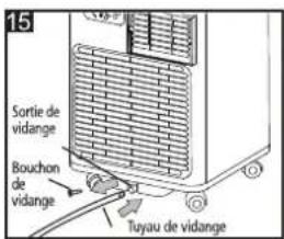15 Sortie de vidange Bouchon de vidange Tuyau de vidange