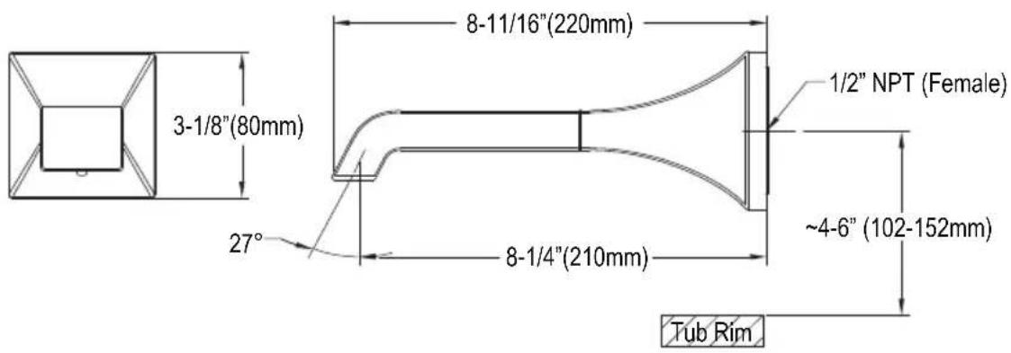 TOTO TBG07001U - ROUGH-IN DIMENSIONS / DIMENSIONES PRELIMINARES ROBINETTERIE BRUTE / DIMENSÕES APROXIMADAS - 2