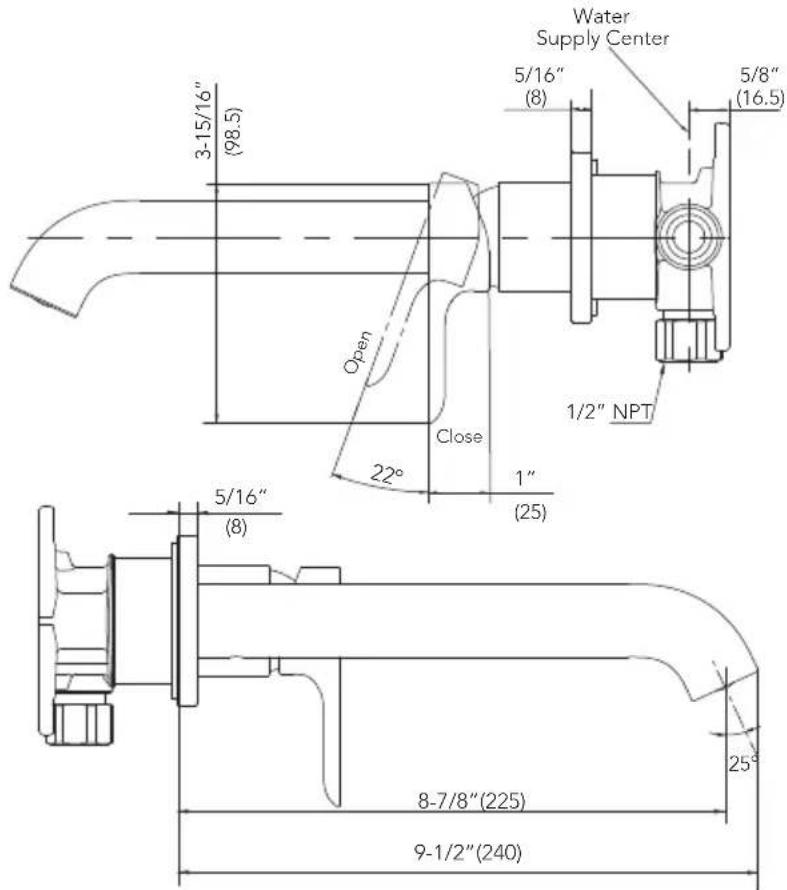 TOTO TLS01309U - ROUGH-IN DIMENSIONS / BOSQUEJO ROBINETTERIE BRUTE / DIMENSOES APROXIMADAS - 2