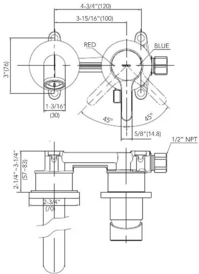 TOTO TLS01309U - ROUGH-IN DIMENSIONS / BOSQUEJO ROBINETTERIE BRUTE / DIMENSOES APROXIMADAS - 1