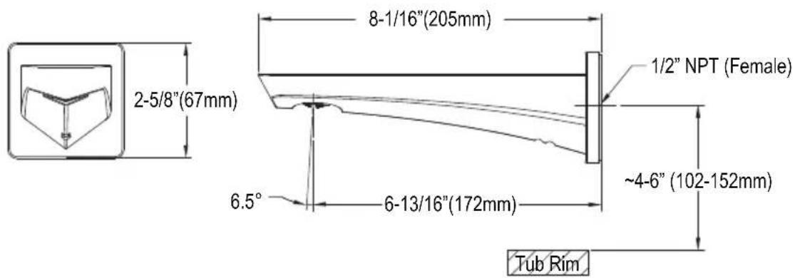 TOTO TBG08001U - ROUGH-IN DIMENSIONS / DIMENSIONES PRELIMINARES ROBINETTERIE BRUTE / DIMENSÕES APROXIMADAS - 1