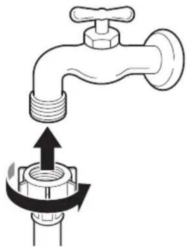 LG F92SR50WHS - Raccordement du tuyau au robinet d'eau - 1