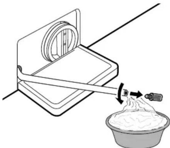 LG F34X76BSTA - Nettoyer le filtr de la pompé de vidange et executer une évacuation d'eau d'urgence - 2