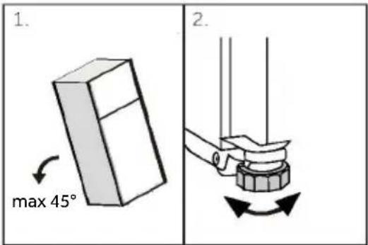 1. max 45° 2.
