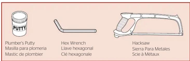 PUTTY Plumber's Putty Masilla para plomeria Mastic de plombier Hex Wrench Llave hexagonal Clé hexagonale Hacksaw Sierra Para Metales Scie à Métaux