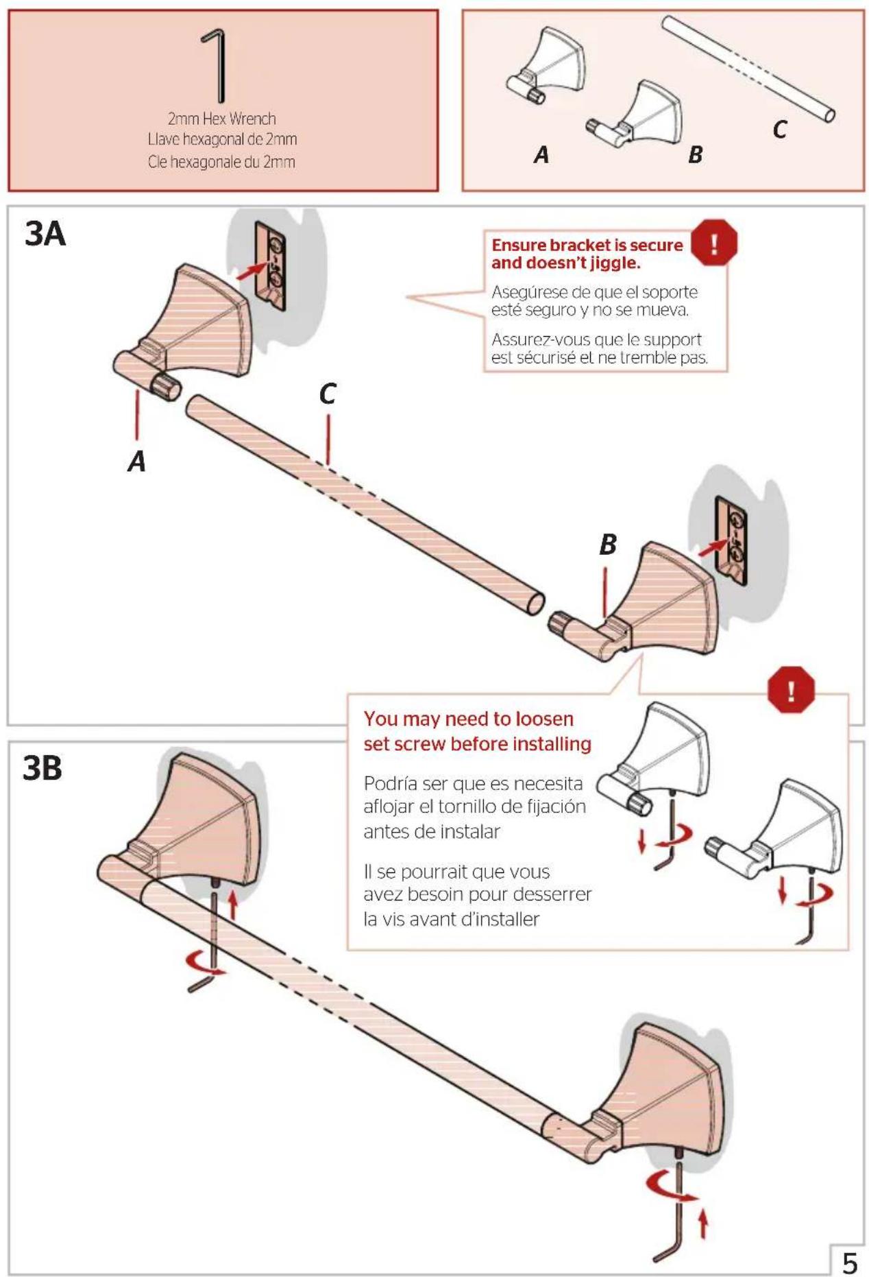 Pfister Bellance BTB-BLL2 - Towel Bar Installation   Instalacion del Toallero de Barra   Installation de le Porte-Serviette - 1
