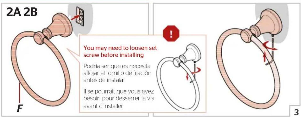 2A 2B You may need to loosen set screw before installing Podría ser que es necesita aflojar el tornillo de fijación antes de instalar Il se pourrait que vous avez besoin pour desserrer la vis avant d'installer