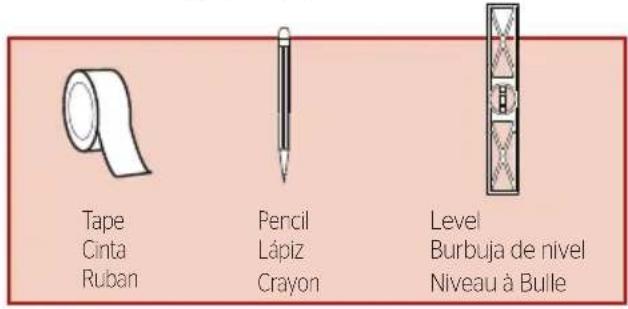 Tape Cinta Ruban Pencil Lápiz Crayon Level Burbuja de nivel Niveau à Bulle