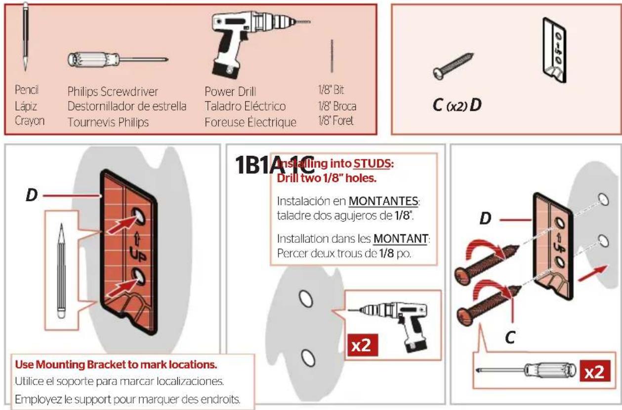 Pfister Vedra BRB-VED0 - Installation des supports de fixation: Installation du Montant - 1