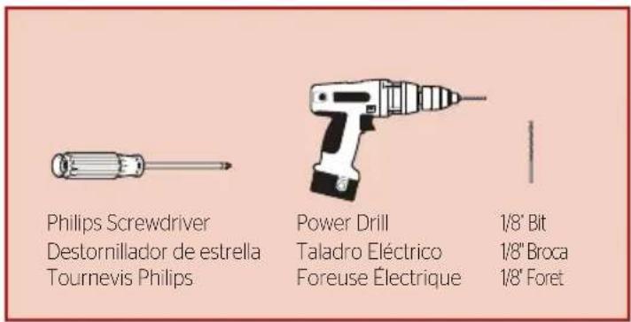 Philips Screwdriver Destornillador de estrella Tournevis Philips Power Drill Taladro Eléctrico Foreuse Électrique 1/8" Bit 1/8" Broca 1/8" Foret