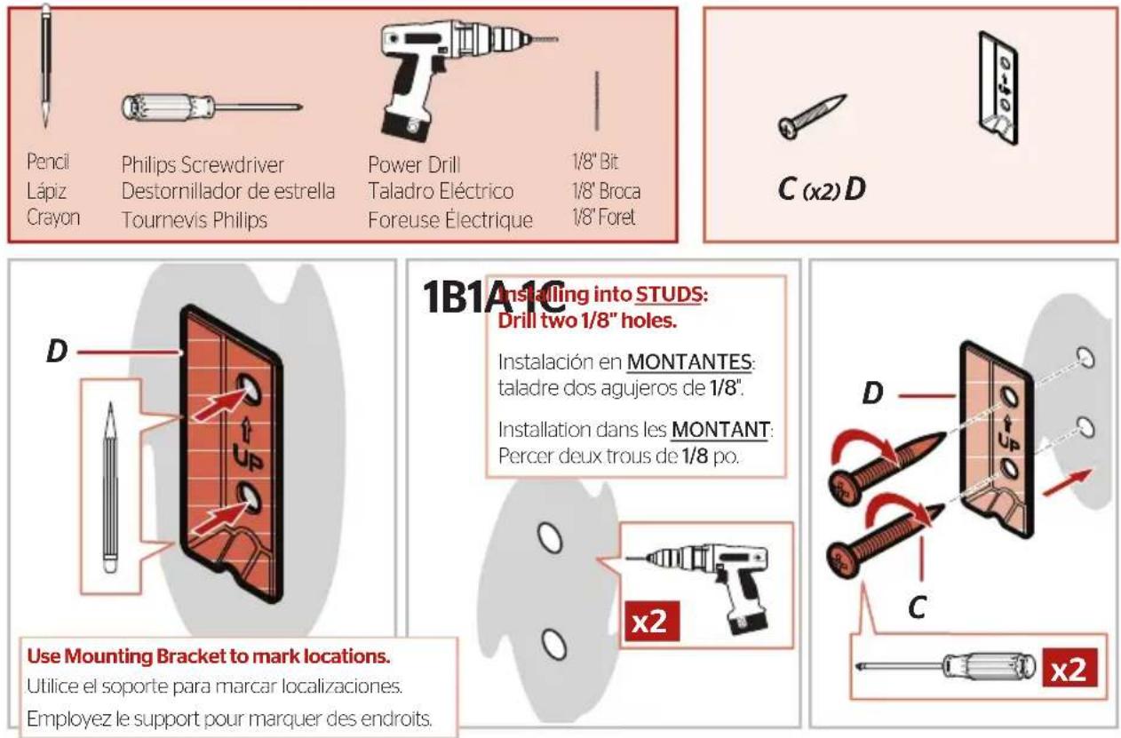 Pfister Bellance BRH-BLL0 - Installation des supports de fixation: Installation du Montant - 1