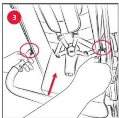 Technical diagram showing mechanical assembly with numbered callouts and red annotations highlighting specific parts
