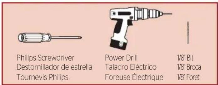 Philips Screwdriver Destornillador de estrella Tournevis Philips Power Drill Taladro Eléctrico Foreuse Électrique 1/8" Bit 1/8" Broca 1/8" Foret