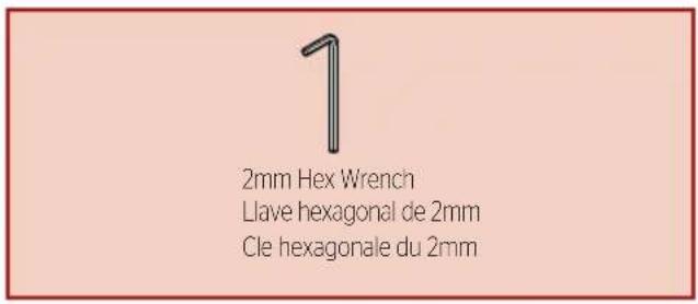 1 2mm Hex Wrench Llave hexagonal de 2mm Cle hexagonale du 2mm