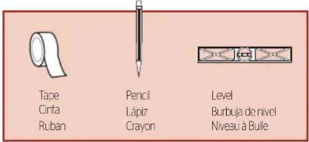 Tape Cinta Ruban Pencil Lápiz Crayon Level Burbuja de nivel Niveau à Bulle
