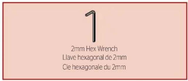 1 2mm Hex Wrench Llave hexagonal de 2mm Cle hexagonale du 2mm