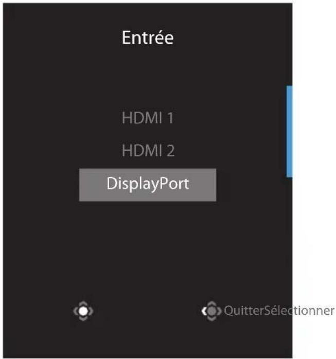 Entrée HDMI 1 HDMI 2 DisplayPort QuitterSélectionner