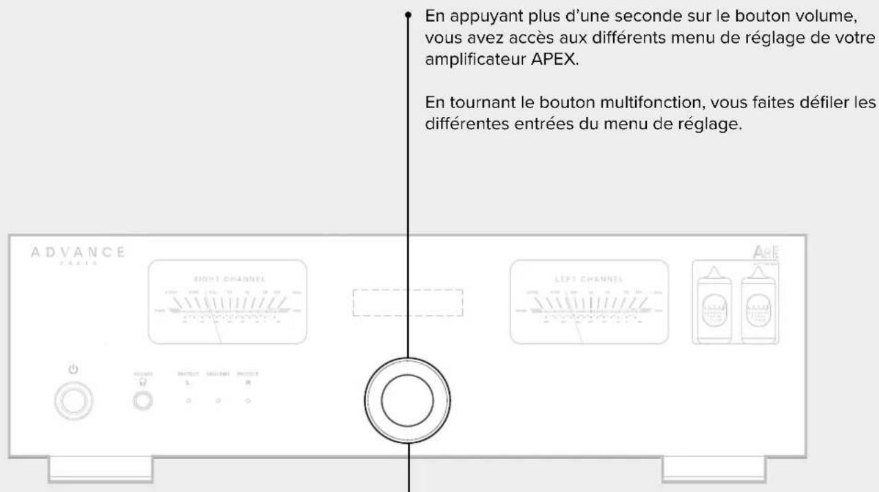 ADVANCE A8 APEX - Menu de réglage (bouton multifonction) - 1