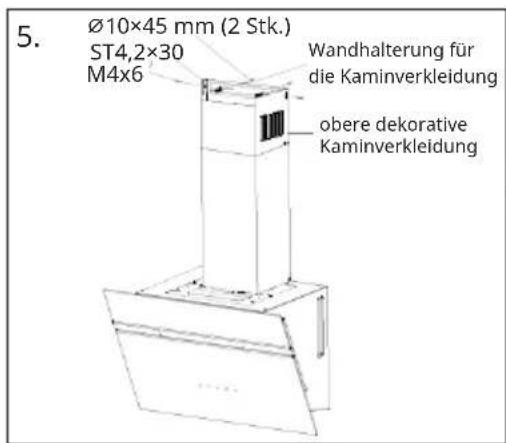 5. Ø10×45 mm (2 Stk.) ST4,2×30 M4×6 Wandhalterung für die Kaminverkleidung obere dekorative Kaminverkleidung