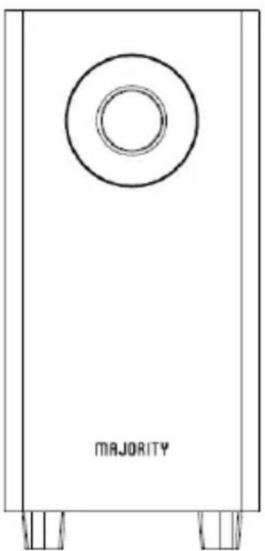 Majority Bowfell Halo Dolby - Vorder- und Rückansicht des Subwoofers und der Satelliten - 1