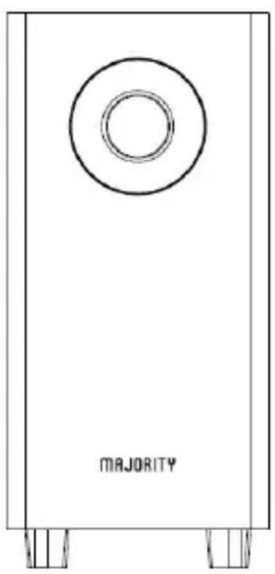 Majority Bowfell Halo Dolby - Vistas frontal y trasera del subwoofer y los satélites - 1