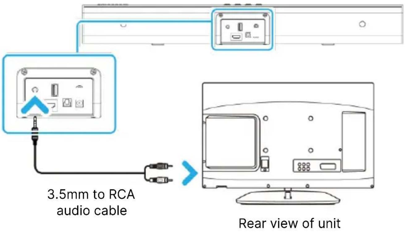 Majority Naga 60 Plus - Connecting to the TV using the 3.5 mm to RCA cable (included): - 1