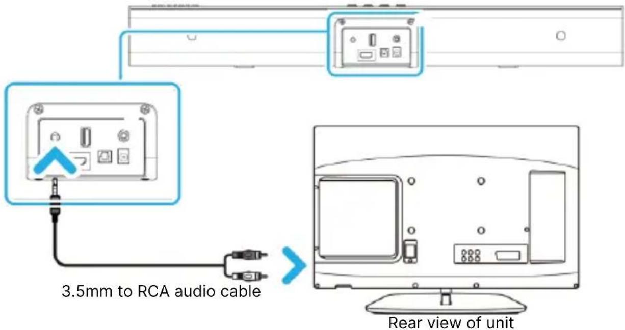 Majority Naga 60 Plus - Connexion à un téléviseur à l'aide du câble 3.5 mm vers RCA (inclus) : - 1
