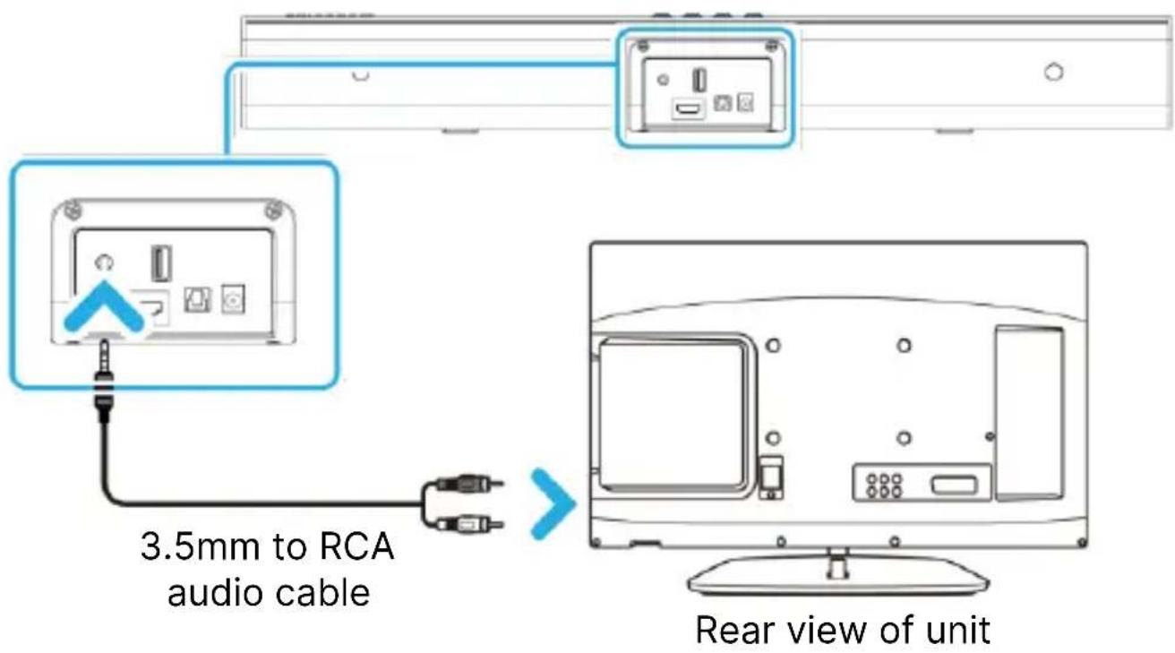Majority Naga 60 Plus - Conexión al televisor mediante el cable de 3,5 mm a RCA (incluido): - 1