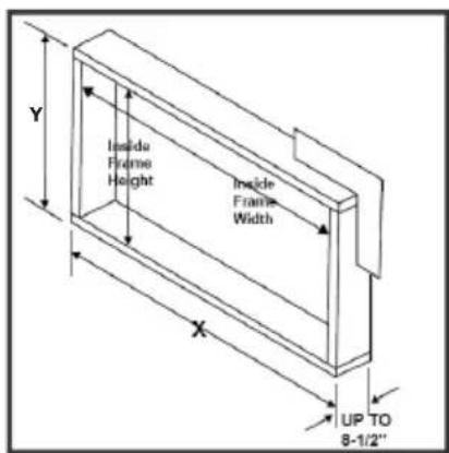 Y Inside Frame Height Inside Frame Width X UP TO 8-1/2"