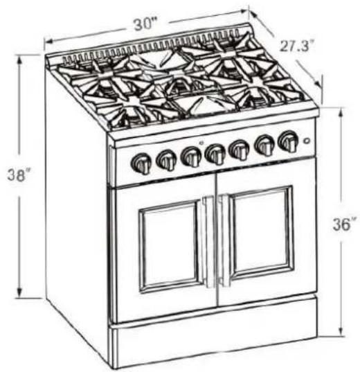 Forno FFSGS635630BLK - Dimensions du produit et des armoires - 1