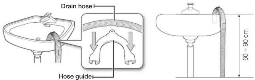SAMSUNG WF1600NHW/YLE - Connecting the drain hose - 1
