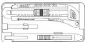 Technical diagram of a mechanical device with labeled parts and dimensions