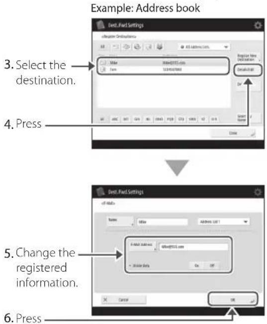 CANON imageRUNNER ADVANCE C7570i II - Check the information of the destination. - 2