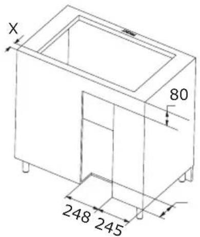 AMICA DSI 841 SBB - Głębokość blatu roboczego (Y) X - 1