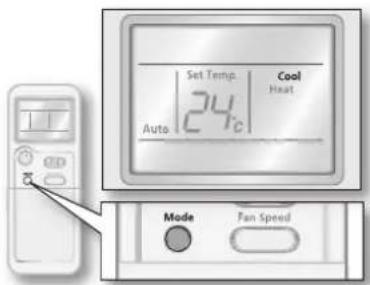 Set Temp. Cool Heat 24°C Auto Mode Fan Speed