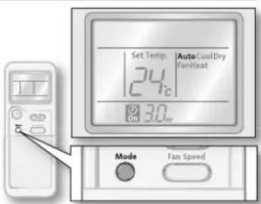 Set Temp. AutoCoolDry 24°C FanHeat 30 Ch 30/hr Mode Fan Speed