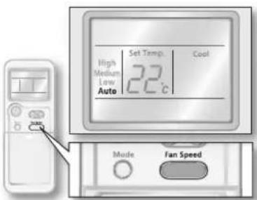 High Medium Low Auto Set Temp. Cool 22°C Mode Fan Speed
