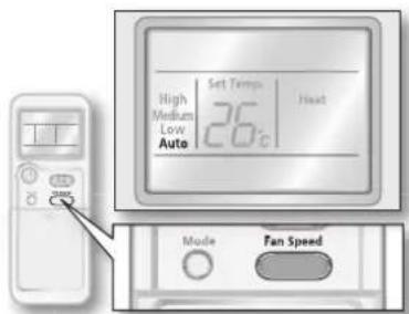 High Medium Low Auto Set Tempu 26°C Heat Mode Fan Speed