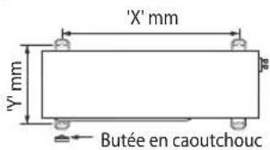 'X' mm Y' mm Butée en caoutchouc