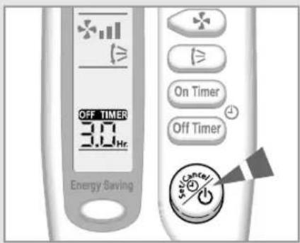 OFF TIMER 3.0 Hr Energy Saving On Timer Off Timer SET CAPS ON