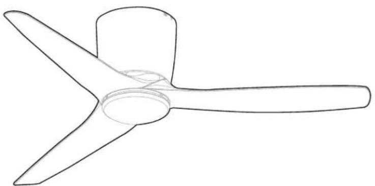 Boîtier du moteur Vis du support supérieur (x2) Support de fixation supérieur Vis de boîtier du moteur (x4) Support de fixation inférieur Vis du support inférieur Moteur Plaque de fixation Vis de plaque de fixation (x3) Plaque du luminaire Vis de la plaque du luminaire (x3) Luminaire Pale (x3) Abat-jour Ensemble de contrôle à distance Ensemble d'équilibrage des pales