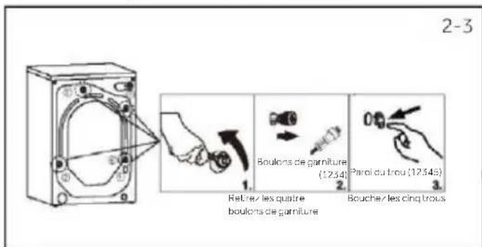 CANDY GD 4109C-S - Démontage des boulons de transport - 2