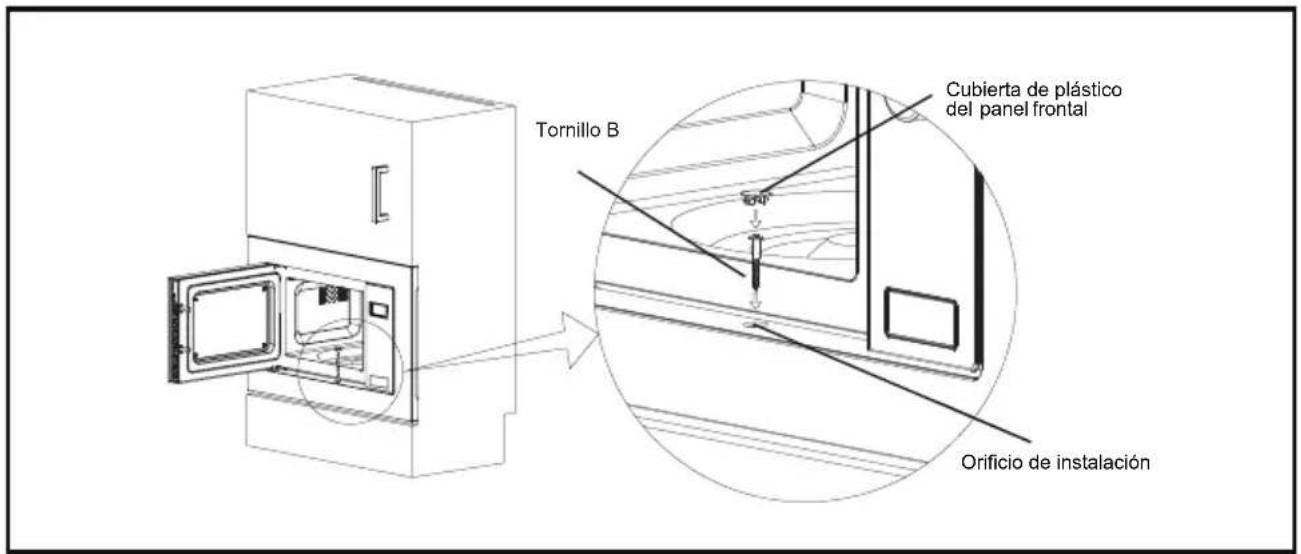 Tornillo B Cubierta de plástico del panel frontal Orificio de instalación