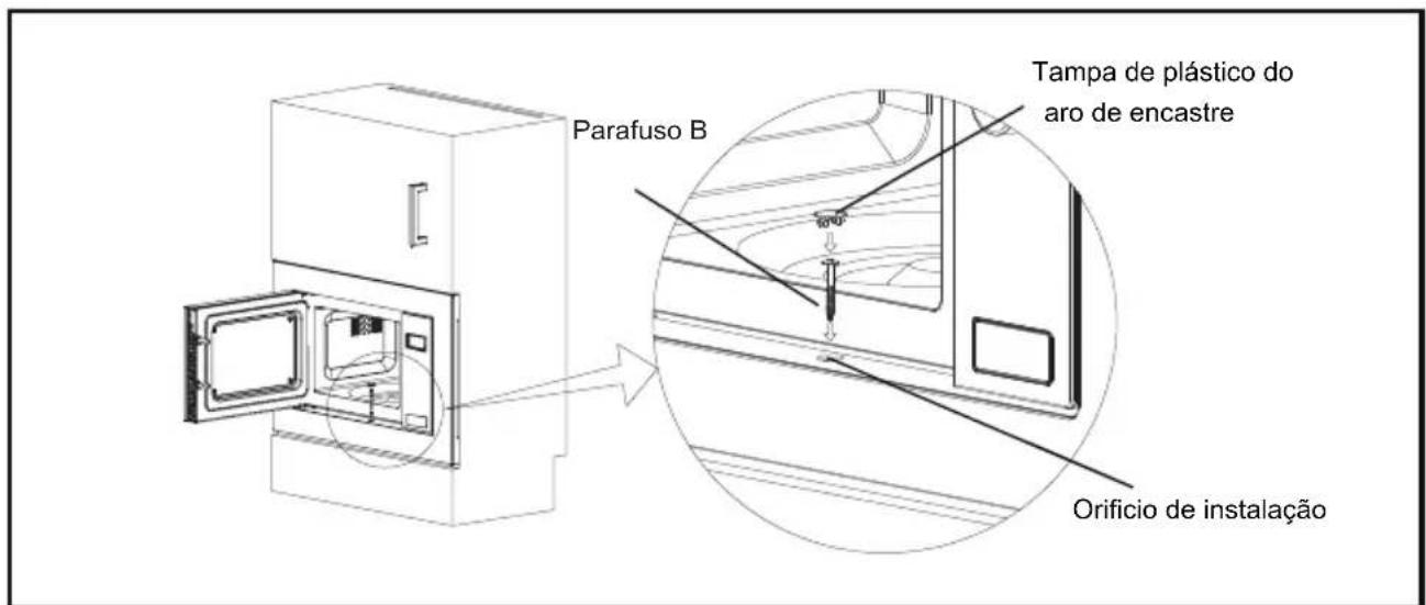 Parafuso B Tampa de plástico do aro de encastre Orificio de instalação